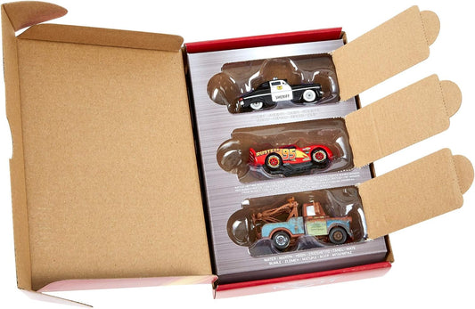 Cars Pack X3 Rayo Mcqueen Mate Y Sheriff Metal Mattel