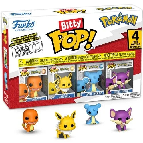 Bitty pop pack x 4 Charmander,jolteon, lapras y rattata