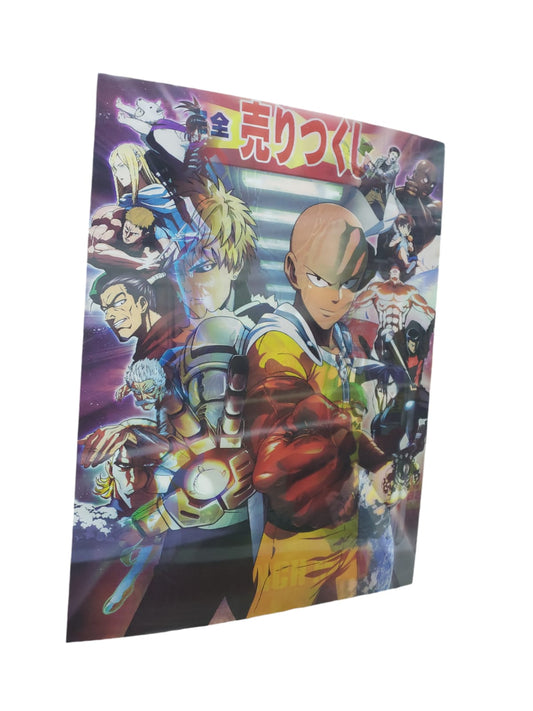 Poster 3d Lenticular de 2 en 1 One punch man Anime