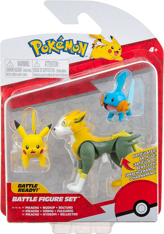 Figuras Pikachu Mudkip Boltund Battle Figure Set