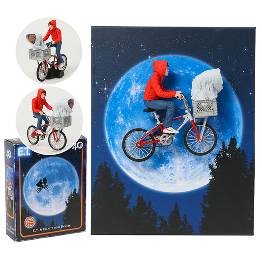 E.T El Extraterrestre y Elliot con Bicicleta Neca figura 40 años