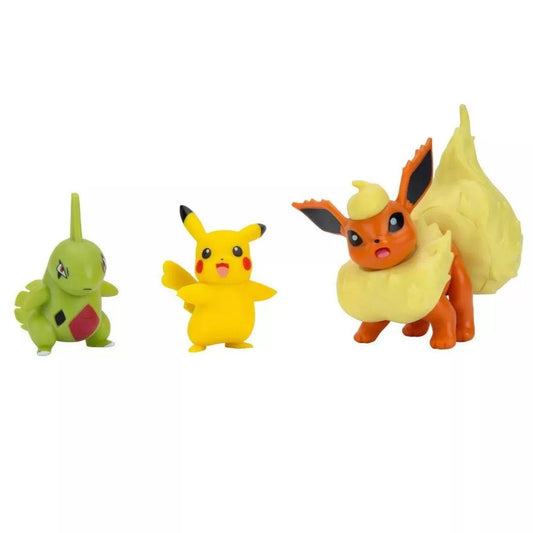 Pack Figuras Pokemon Flareon , Pikachu, Larvitar Battle Figure Set