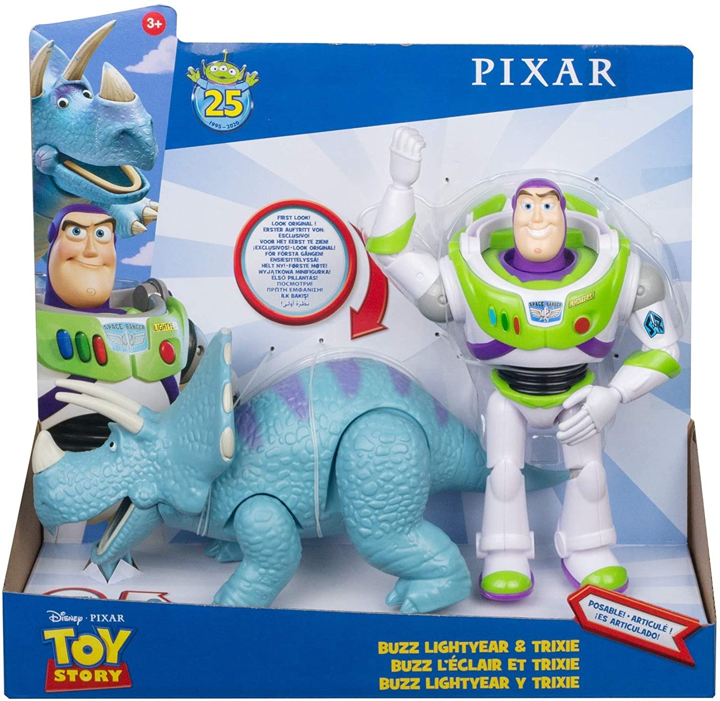 Figura Toy Story  Buzz Ligthyear y Trixie 25 Años Original Pixar Mattel