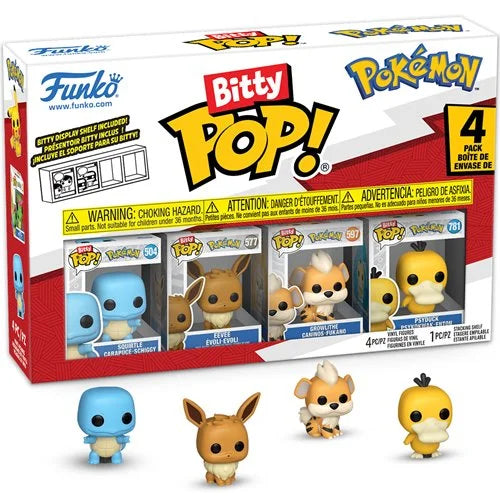 Bitty pop Pack x 4 pokemon squirtle,eevee,growlithe y psiduck