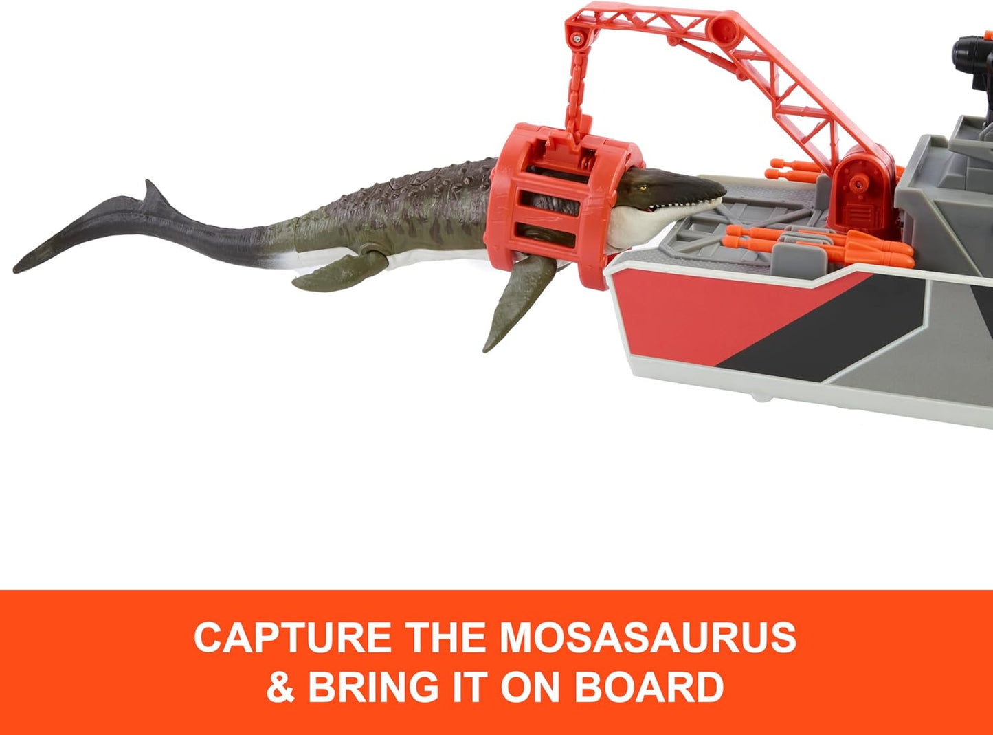 Set Jurassic World Rebirth Mosasaurus Rescue Action boat