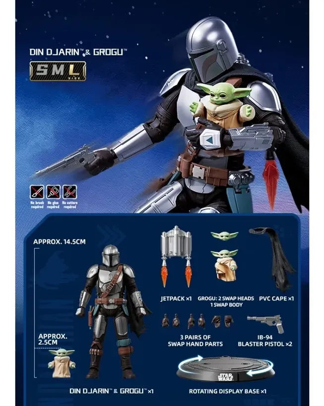 Figura model kit Mandalorean y grogu champion class blokees
