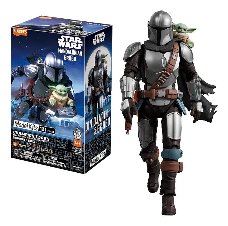 Figura model kit Mandalorean y grogu champion class blokees