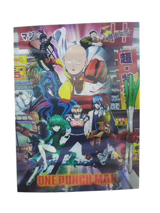 Poster 3d Lenticular de 2 en 1 One punch man Anime