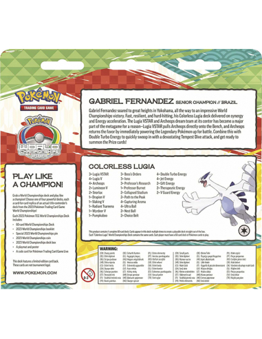 Set Cartas Pokemon Campeonato Mundial 2023 Lugia Edicion Gabruel Fernandez